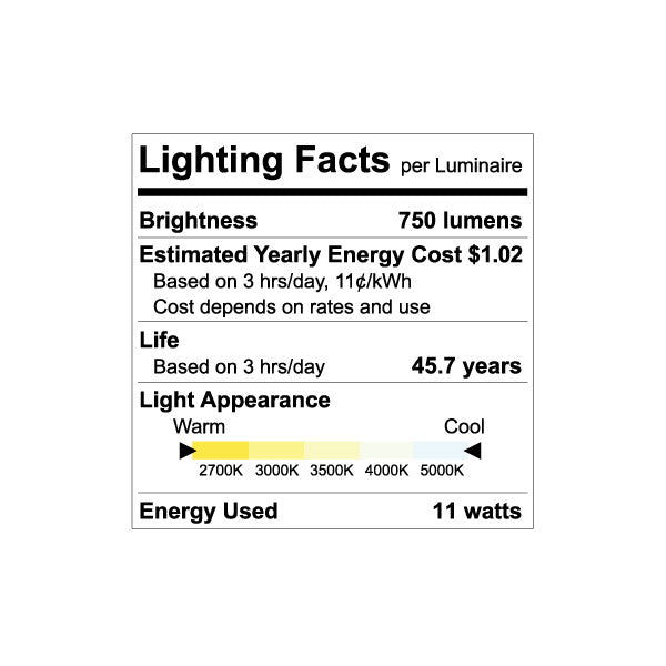 Luxrite LED 4" Square Smooth Downlight Retrofit, 11W, 750 Lumens, Color Selectable - 2700K/3000K/3500K/4000K/5000K, 90 CRI, White Finish, Dimmable (LR23785)