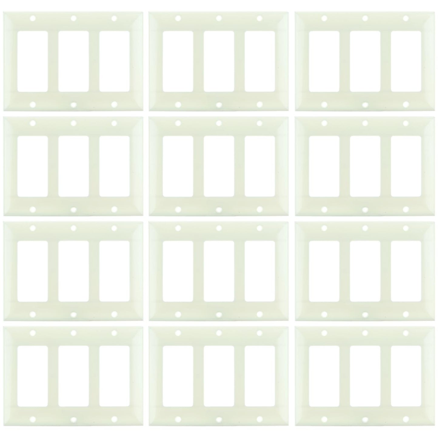 Sunlite 50732 E303/A 3 Gang Decorative Switch and Receptacle Plate Almond