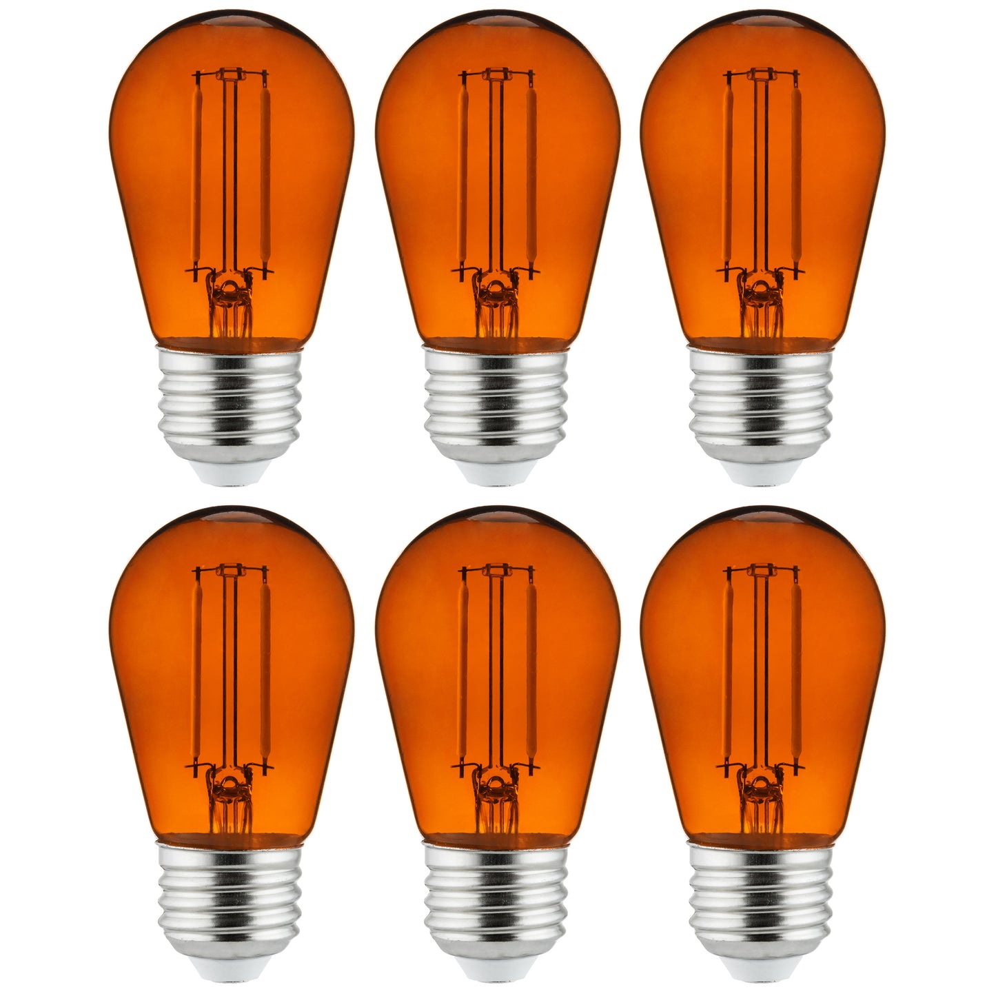 Sunlite 40975 S14 Sign 2-Watt Transparent Dimmable Light Bulb Orange 6 Pack