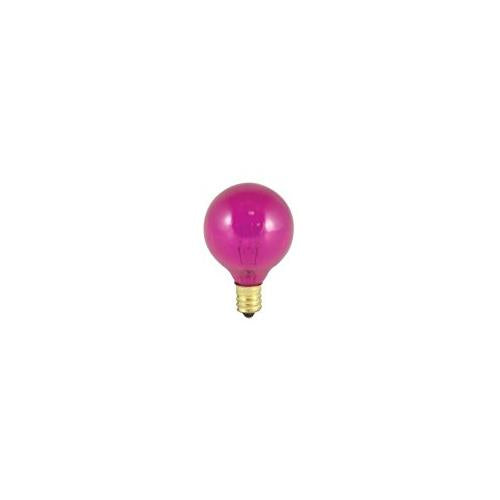 Bulbrite 10G12P 10 Watt Incandescent G12 Globe, Candelabra Base, Transparent Pink