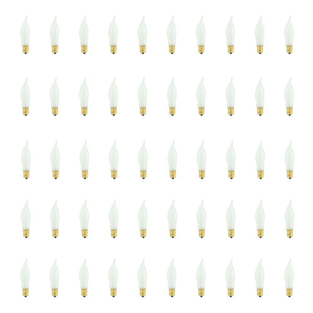 Bulbrite Pack of (50) 7.5 Watt Dimmable Frost CA5 Incandescent Light Bulbs with Candelabra (E12) Base, 2700K Warm White Light