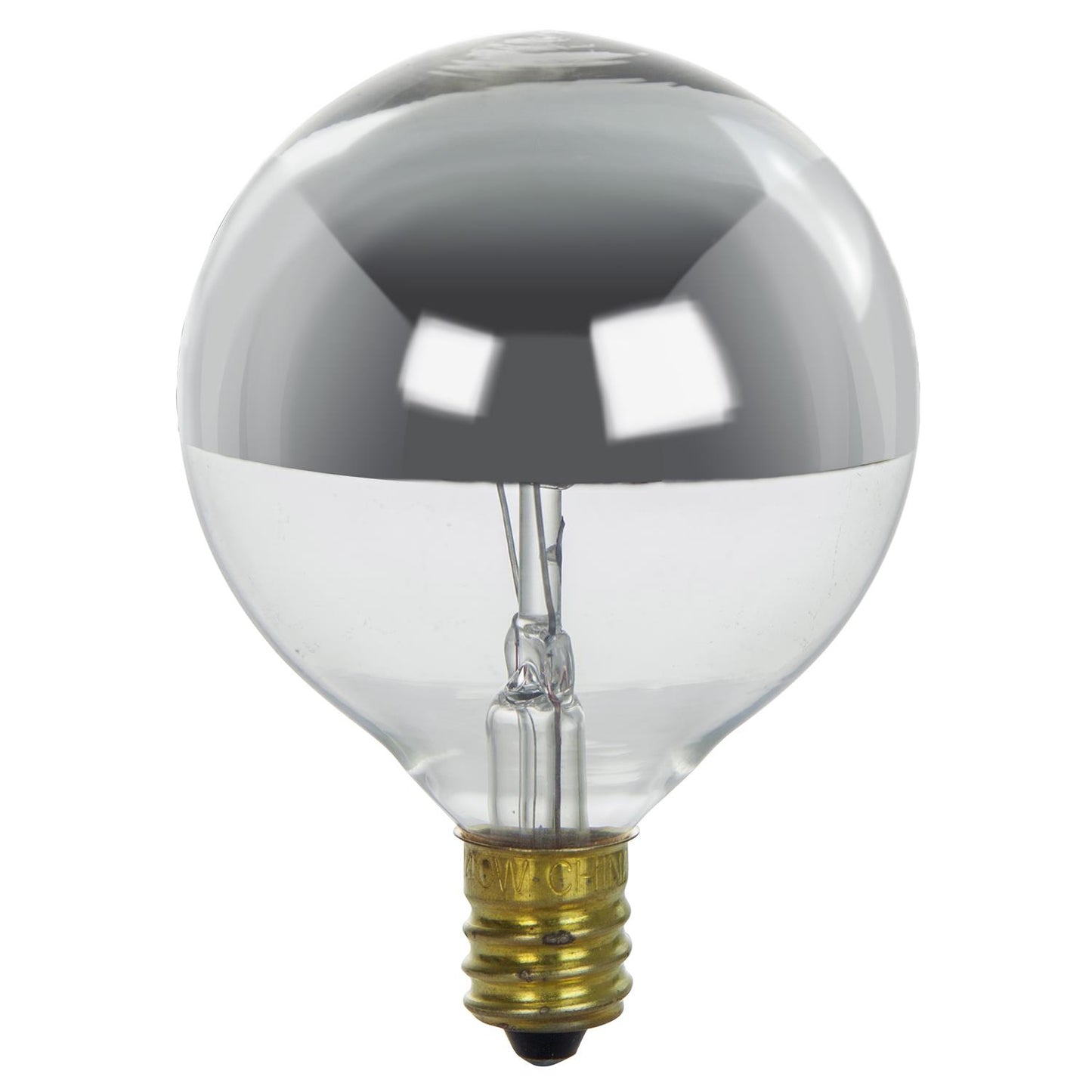 Sunlite 01248 40 Watt Silver Bowl G16.5 Globe Candelabra Base Clear, 25-Pack