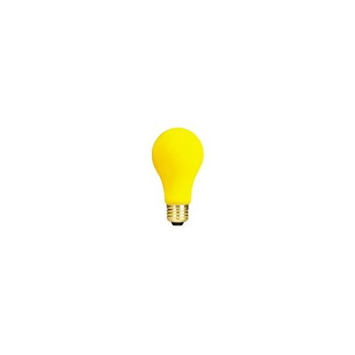 Bulbrite 25A/YB 25 Watt Incandescent A19 Outdoor Bug Light, Medium Base, Yellow