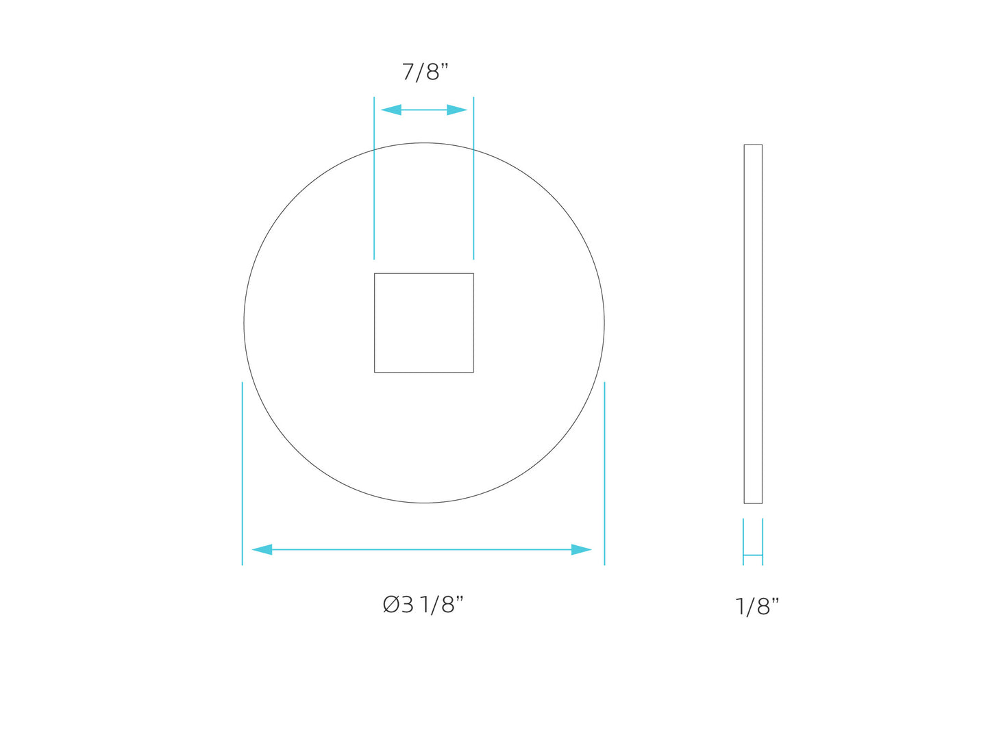 Luxrite 2" Regressed Interchangeable Canless Spotlight Round Square Hole Trim, Pack of 4 (LR23443)