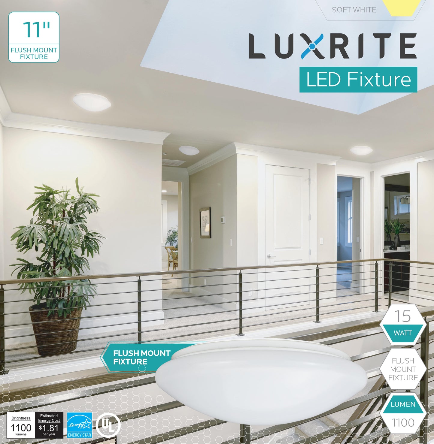 Luxrite Surface Mount LED11"FIXTURE/ROUND/30K/2 3000K Soft White