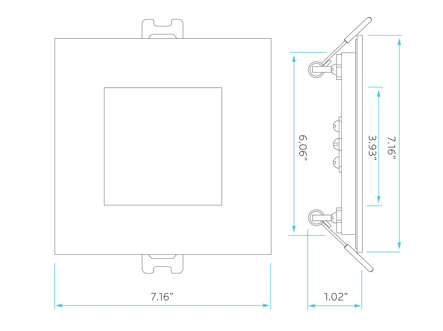 6" MINI PANEL SQUARE 5CCT SMOOTH CANLESS WAFER SPOTLIGHT