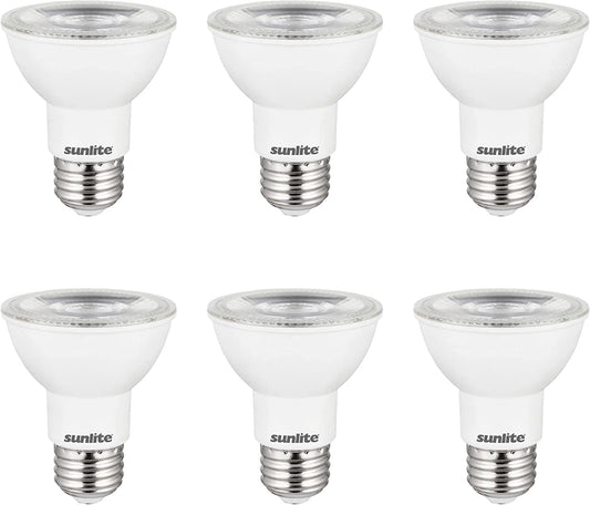 Sunlite 87930 LED PAR20 Long Neck Spotlight Bulb, 8 Watt (50W Halogen EQ), 500 Lm, 40° Flood Beam, Medium E26 Base, 90 CRI, Waterproof, Dimmable, T20/T24/CEC & UL Listed, 2700K Warm White, 6 Count