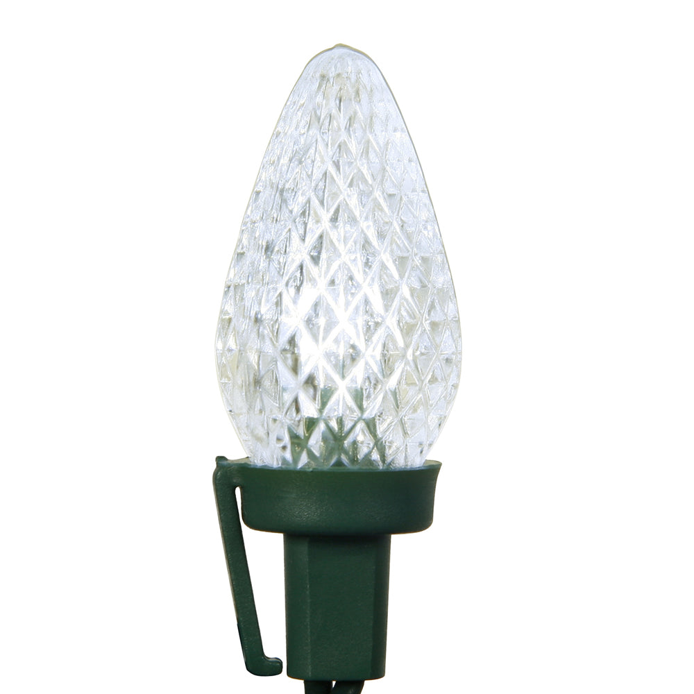 Vickerman 25 Pure White C7 LED Light on Green Wire, 16' Christmas Single Mold Light Strand- 2 Pack