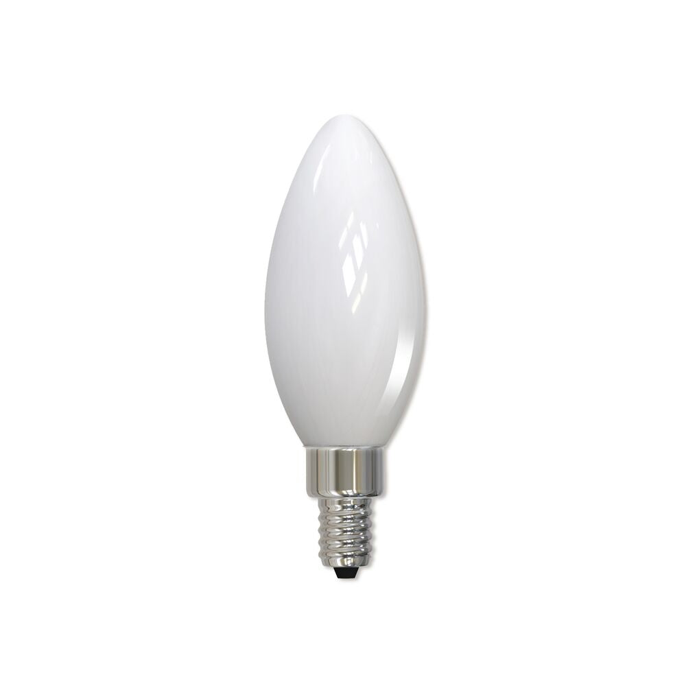 Bulbrite LED B11 Filament Bulb, Milky Finish, 2700K, Fully Compatible Dimming, 5 Watts, E12 Candelabra Base, 500 Lumens, 120V, Soft White Light 36-Pack
