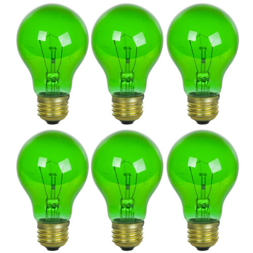 Sunlite 40446 25A/TB/G/6PK Incandescent Green A19 25W Light Bulbs with Medium E26 Base (6 Pack)