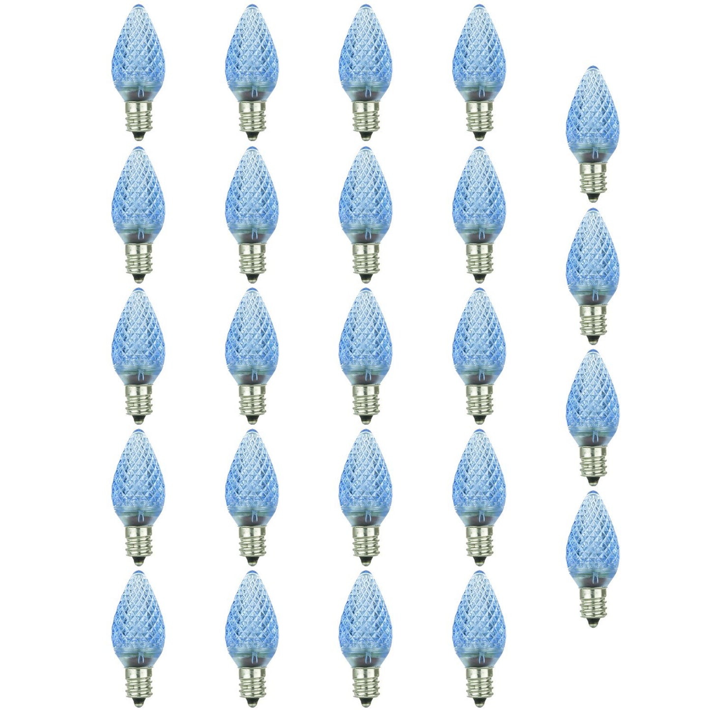 Sunlite 80705 LED C9, Holiday Decorative Light Bulb, 0.4 Watts, E17 Intermediate Base, Faceted Christmas-Lights; Nightlight, Blue