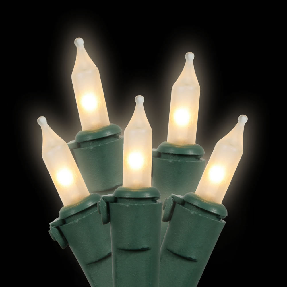 Vickerman 100 Clear-Frosted White Mini Light on Green Wire, 33' Christmas Light Strand- 2 Pack