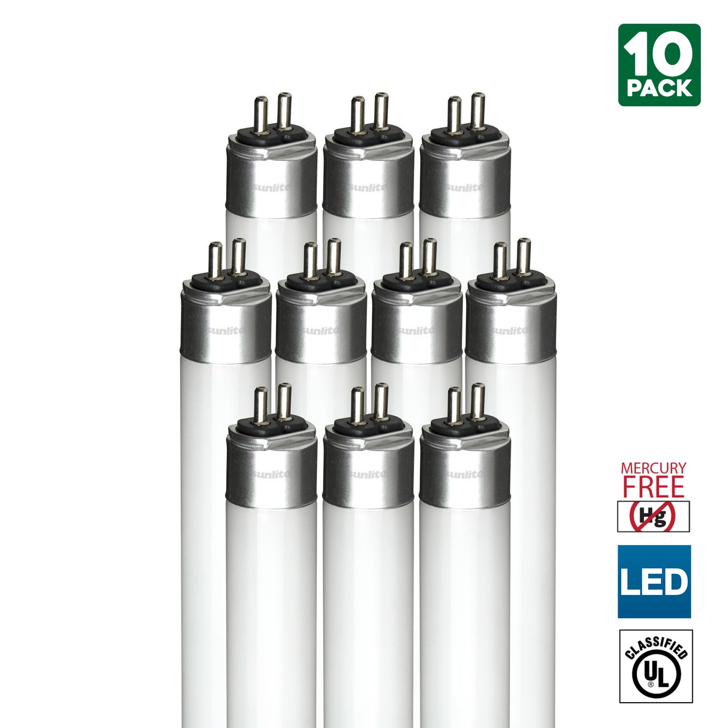 Sunlite T5/LED/2'/11W/IS/50K LED 11W 2 Foot Instant Start T5 Tube Light Fixtures, 5000K Super White Light, Medium Bi-Pin (G13) Base