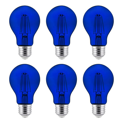 2-Pack Sunlite LED Transparent Blue A19 Filament Bulbs, 4.5 Watts, Dimmable, UL Listed
