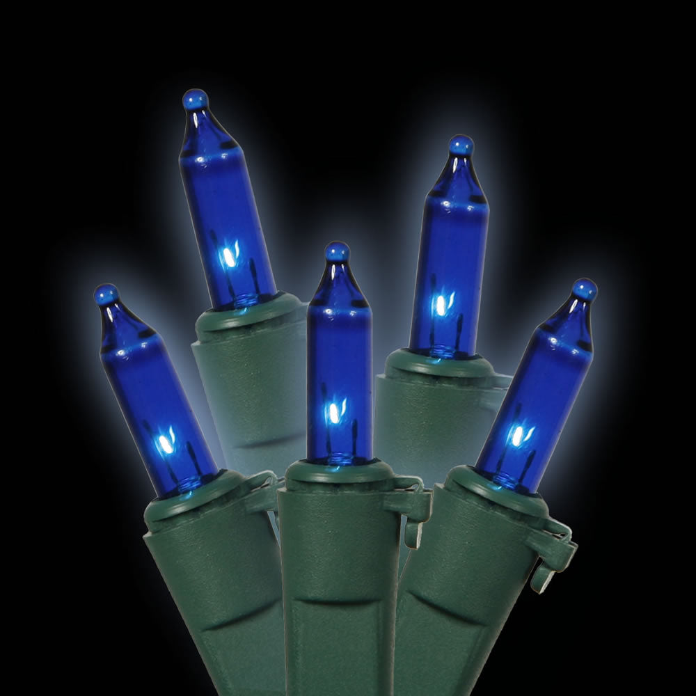 Vickerman 50 Blue Mini Light on Green Wire, 23' Christmas Light Strand- 2 Pack