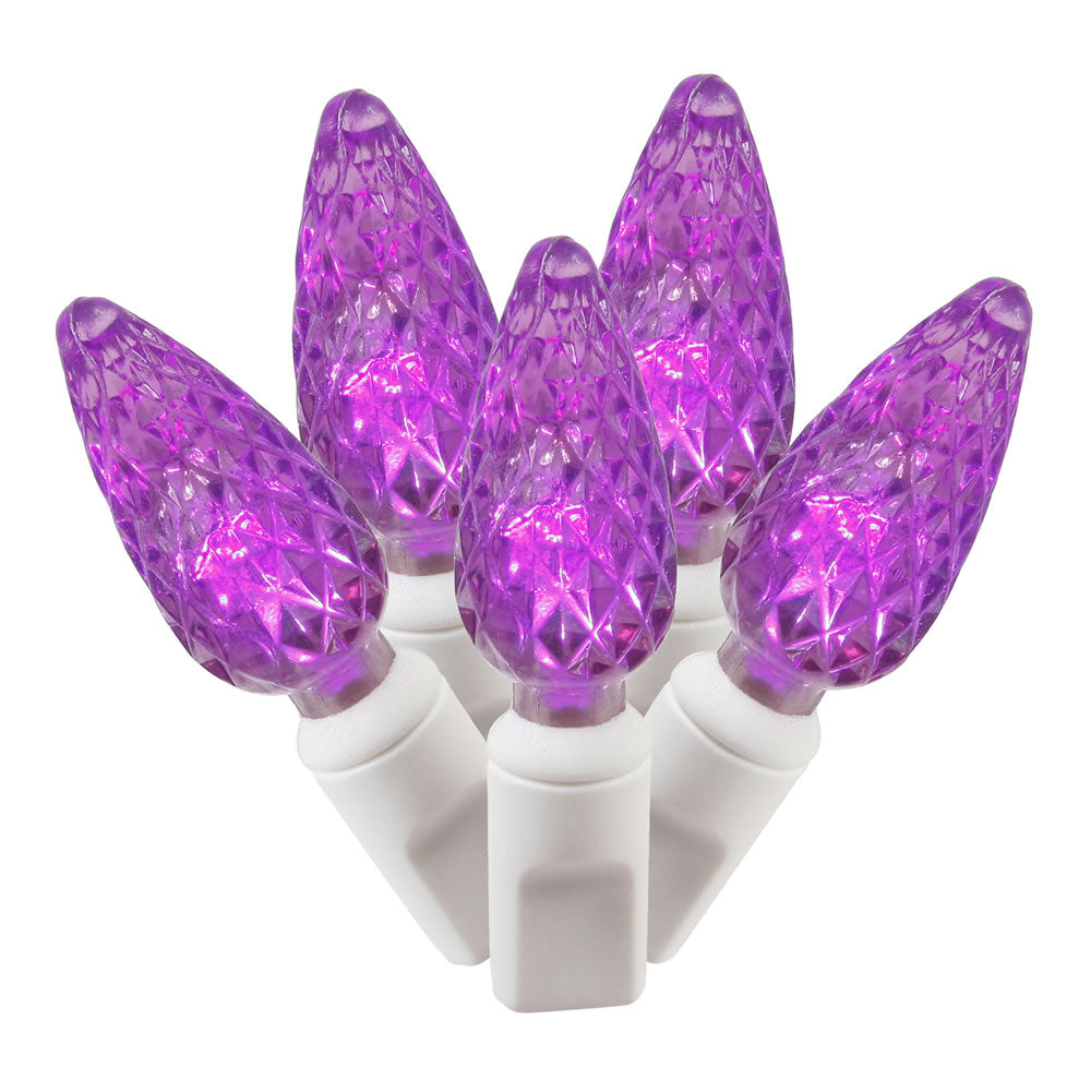 Vickerman 50 Purple C6 LED Light on White Wire, 25' Christmas Single Mold Light Strand- 2 Pack