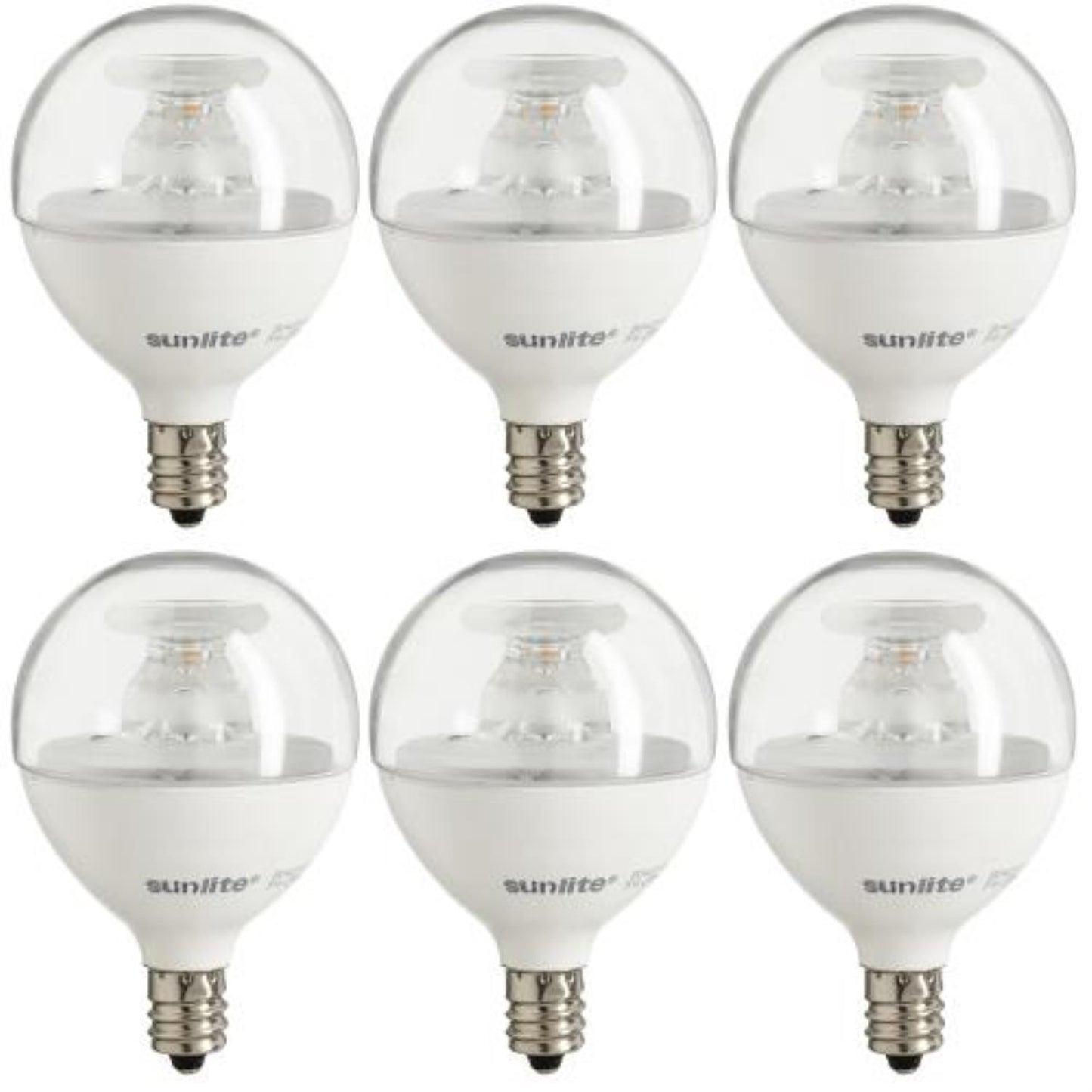 Sunlite LED G16 Globe 7W (60W Equivalent) Light Bulb Candelabra (E12) Base, Warm White