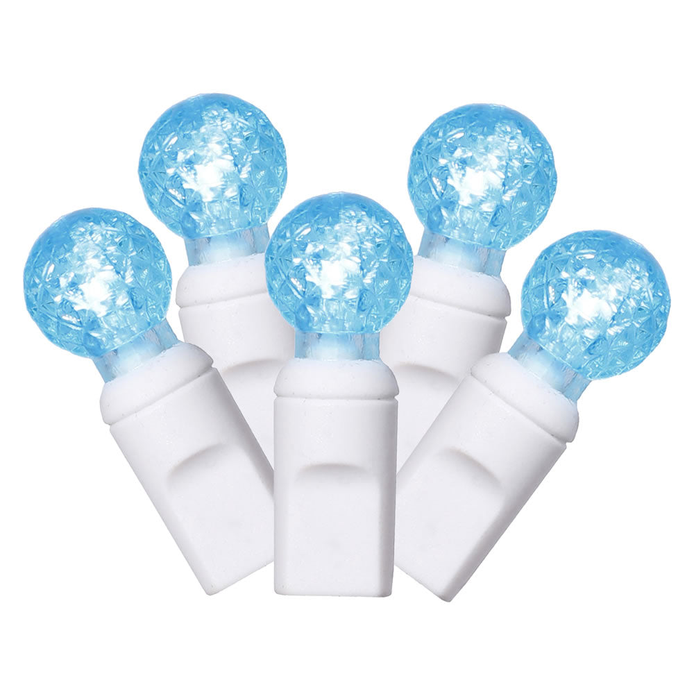 Vickerman 50 Teal G12 LED Light on White Wire, 25' Christmas Single Mold Light Strand- 2 Pack