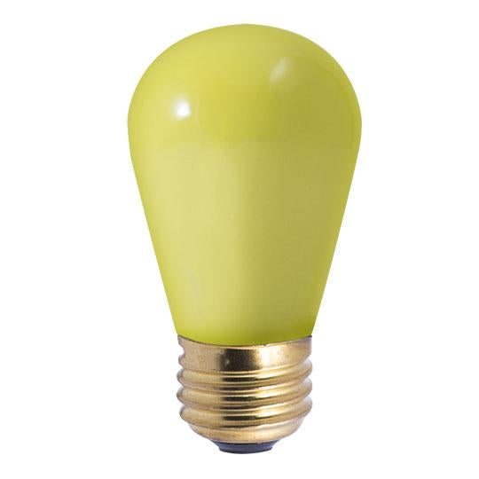BULBRITE INCANDESCENT S14 MEDIUM SCREW (E26) 11W DIMMABLE LIGHT BULB CERAMIC YELLOW 25PK (701801)