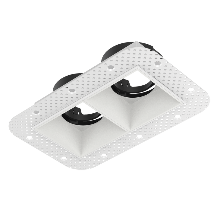 AKLOW TRIMLESS 2-HEAD WHITE SQUARE TRIM CANLESS SPOTLIGHT