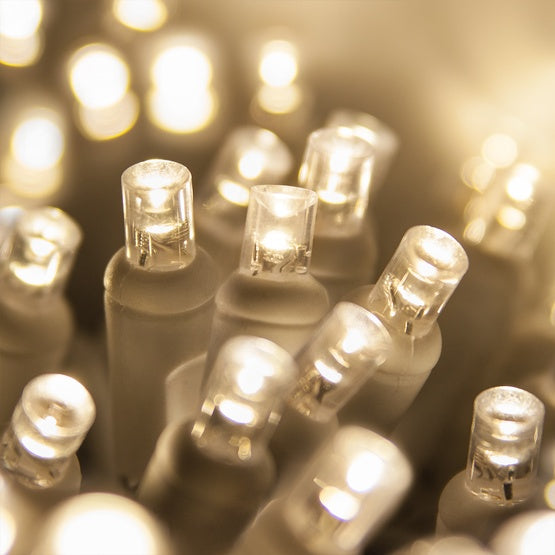 200-LITE STEADY 5MM LED 8' x 6' CURTAIN; WARM WHITE BULBS; WHITE WIRE, Approx. 8' Long