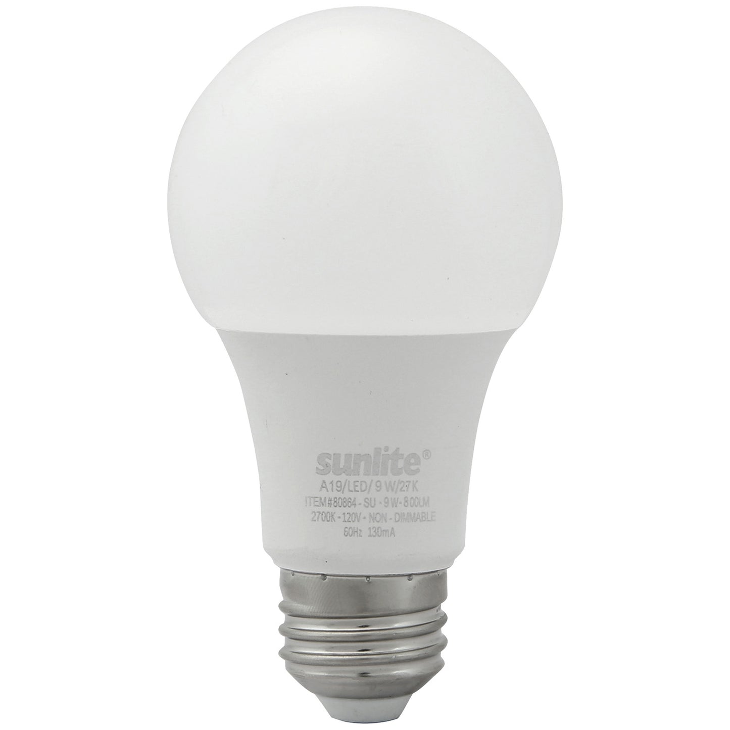 Sunlite 80864 LED A19 Light Bulbs, 9 Watts (60W Equivalent), 800 Lumens, Medium Base (E26), Non-Dimmable, Frost, UL Listed, 2700K Warm White - 18 Pack