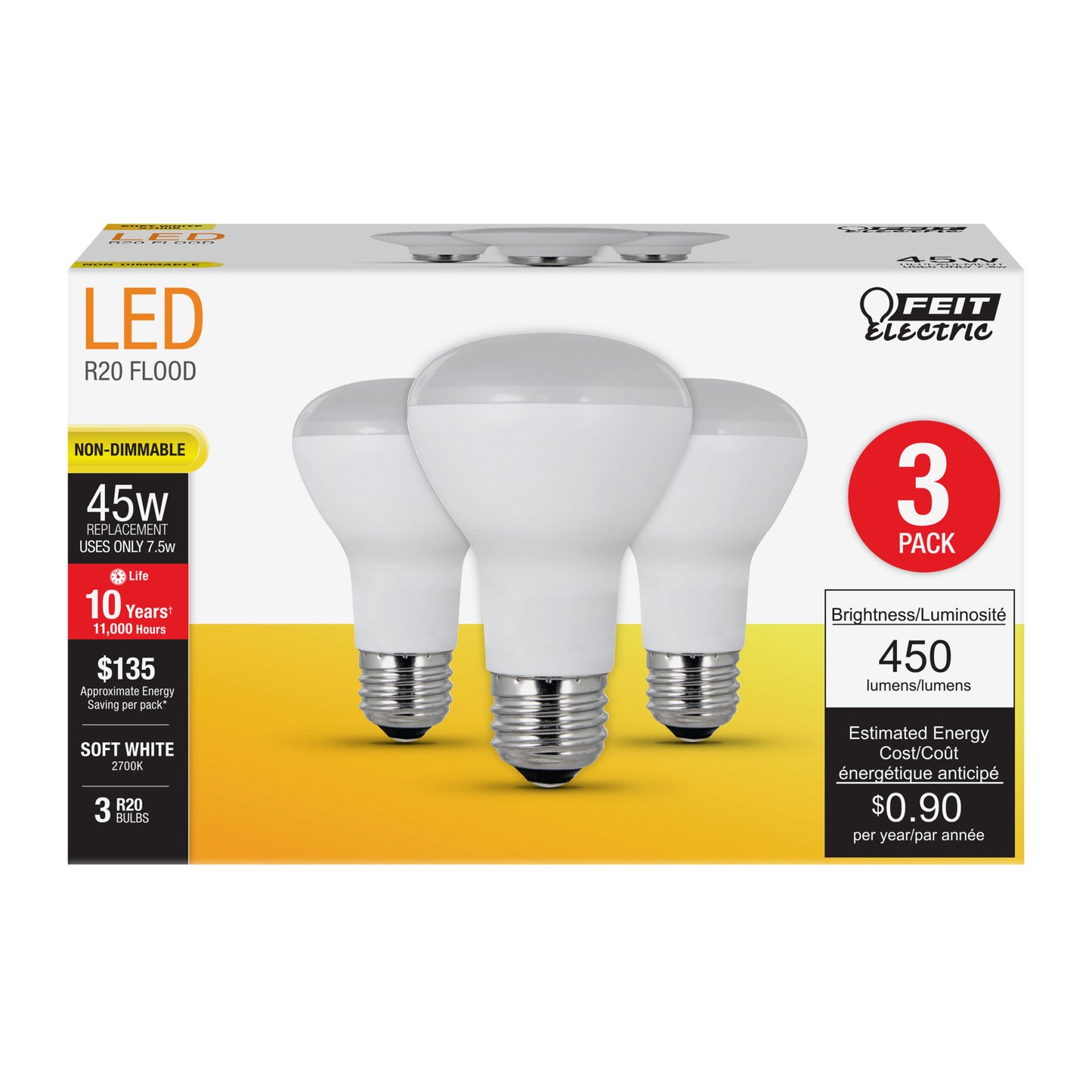 450 Lumen 2700K Non-Dimmable R20 LED