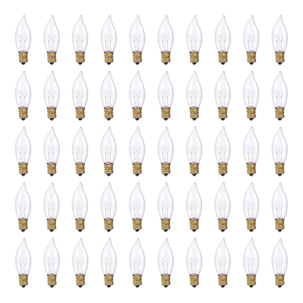 Bulbrite Pack of (50) 15 Watt Dimmable Clear CA8 Incandescent Light Bulbs with Candelabra (E12) Base, 2700K Warm White Light