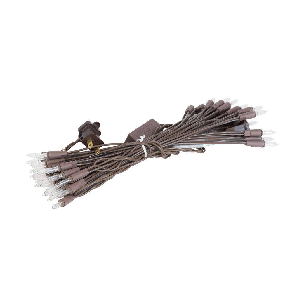 Vickerman 50 Light LED Warm White Dura-Lit Mini Lights, Brown Wire- 2 Pack