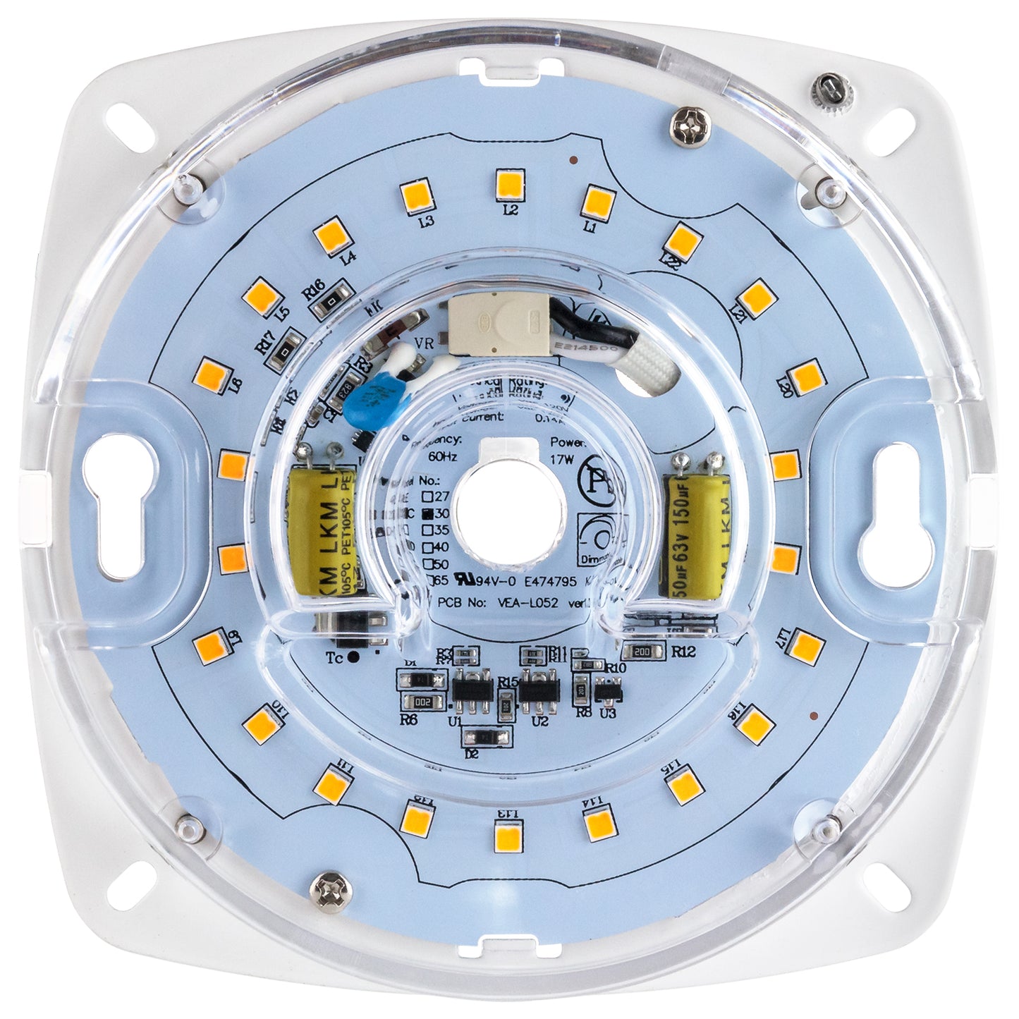 Sunlite LED Retrofit Light Engine, 4-Inch, 2700K Warm White, 17 Watt, Dimmable, Flush Ceiling Fixture LED Upgrade Panel, Energy Star Compliant, Commercial Grade, 90 CRI