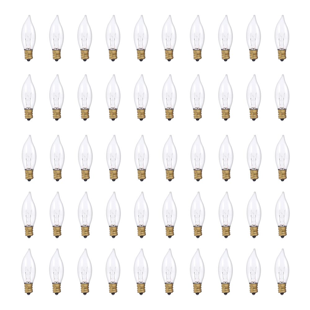 Bulbrite Pack of (50) 40 Watt Dimmable Clear CA8 Incandescent Light Bulbs with Candelabra (E12) Base, 2700K Warm White Light (403140)