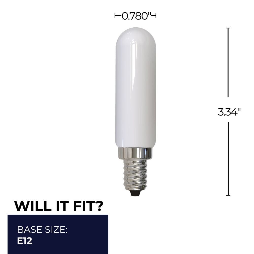 Bulbrite LED Filament Pack of (4) 4.5 Watt Dimmable T6 Light Bulbs with a Milky Finish and Candelabra (E12) Base - 3000K (Soft White Light), 400 Lumens