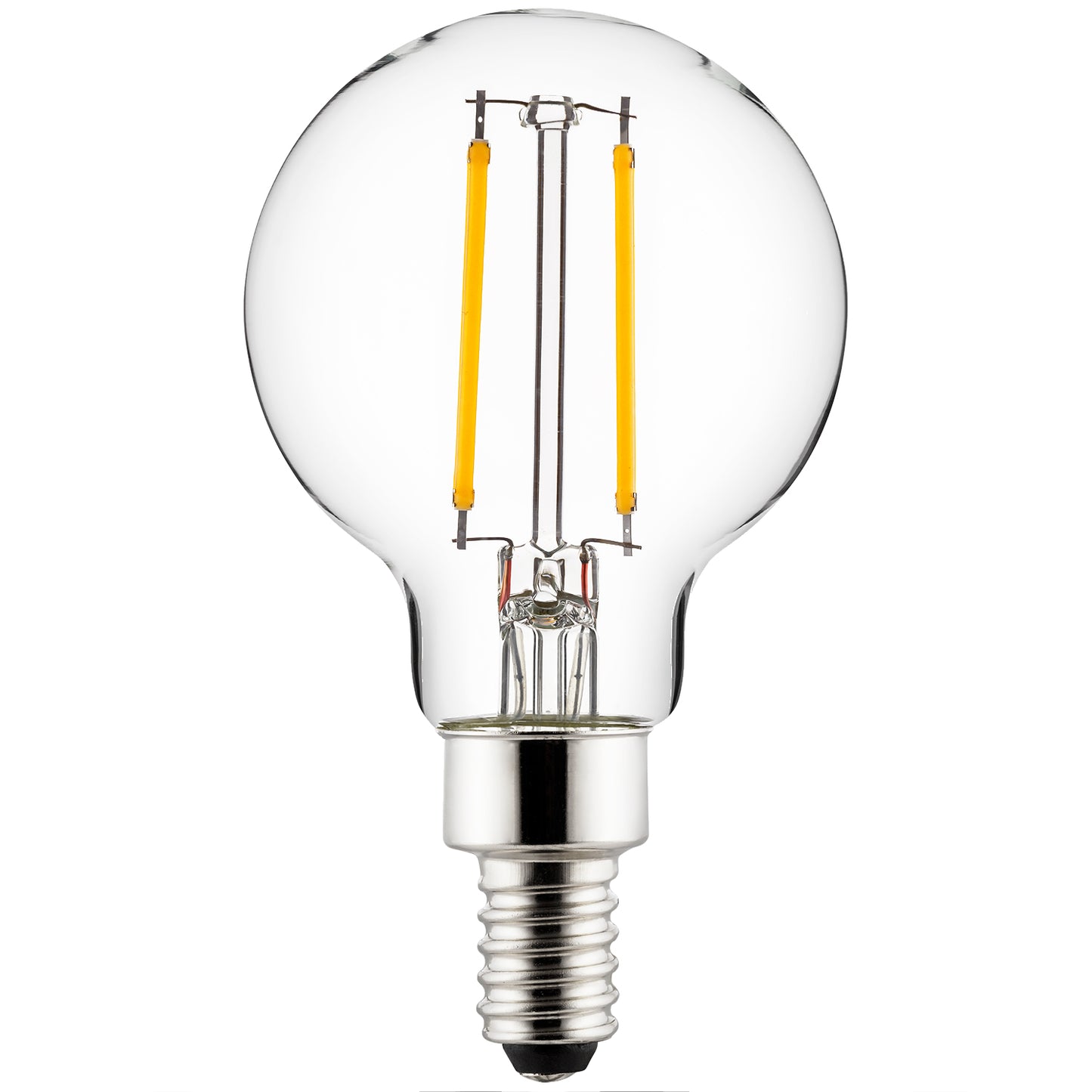 Sunlite 80757-SU LED G16.5 Filament Style Globe Light Bulb, 2.5 Watts (25W Equivalent), 250 lumens, Dimmable, Candelabra Base (E12), UL Listed, 3000K -Warm White, 1 Pack