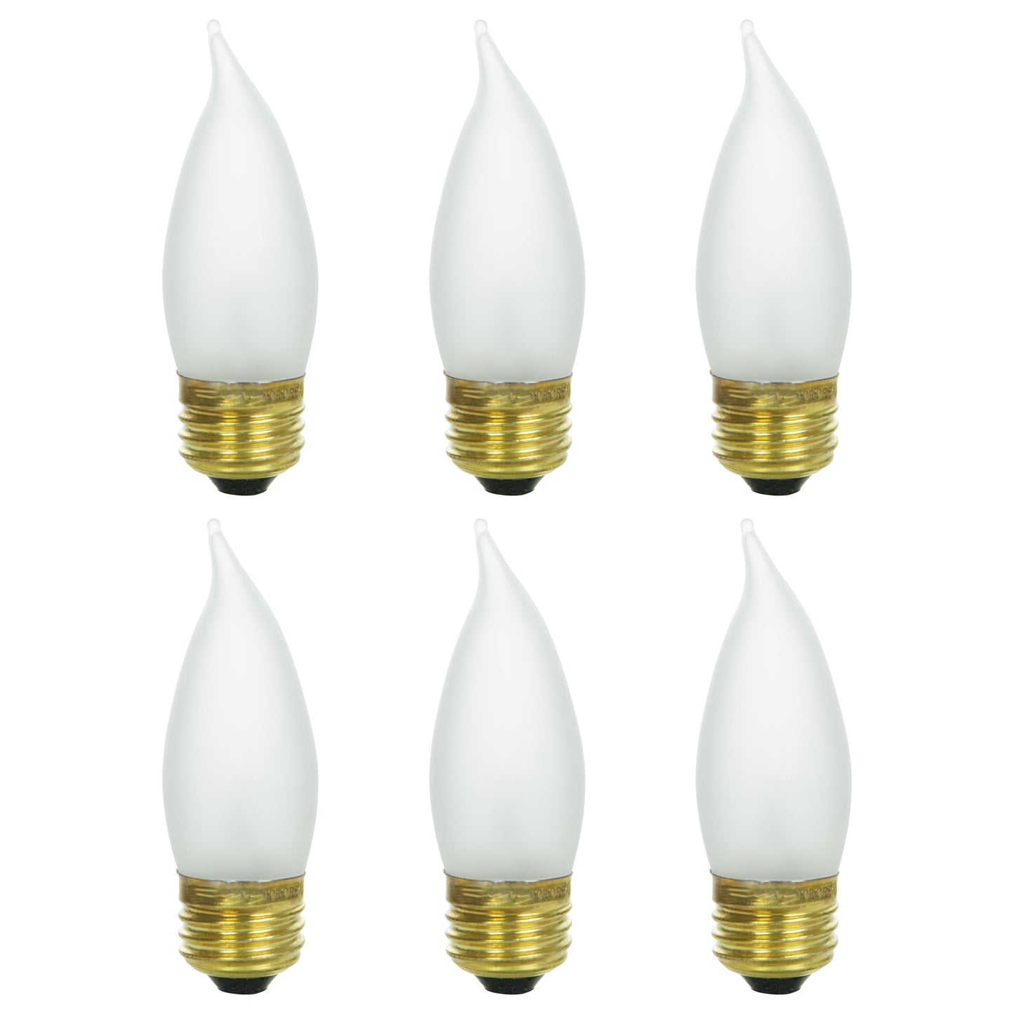 Sunlite 60 Watt Flame Tip Chandelier, Medium Base, Frost