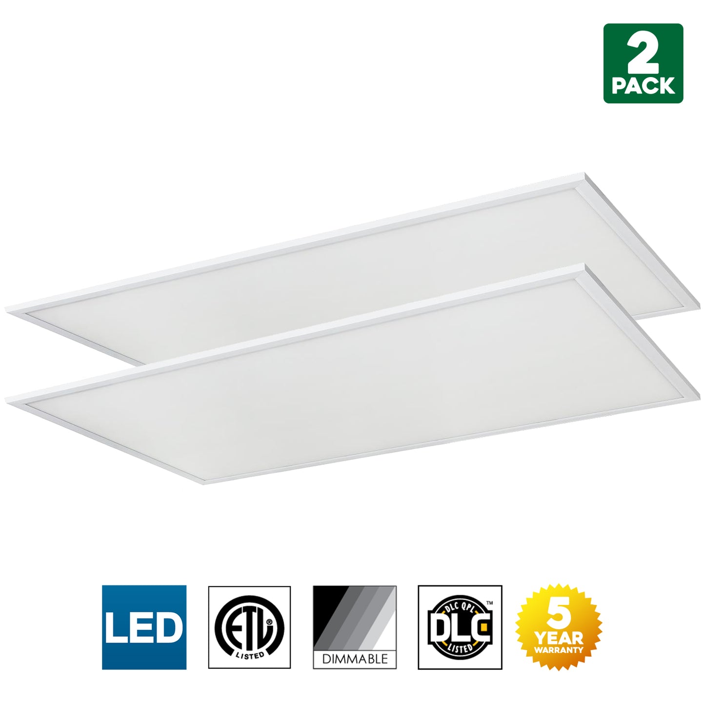 Sunlite LFX/2X4/60W/DLC/50K/D/MV/0-10V/2PK 60 Watt Integrated LED Lamp Super White