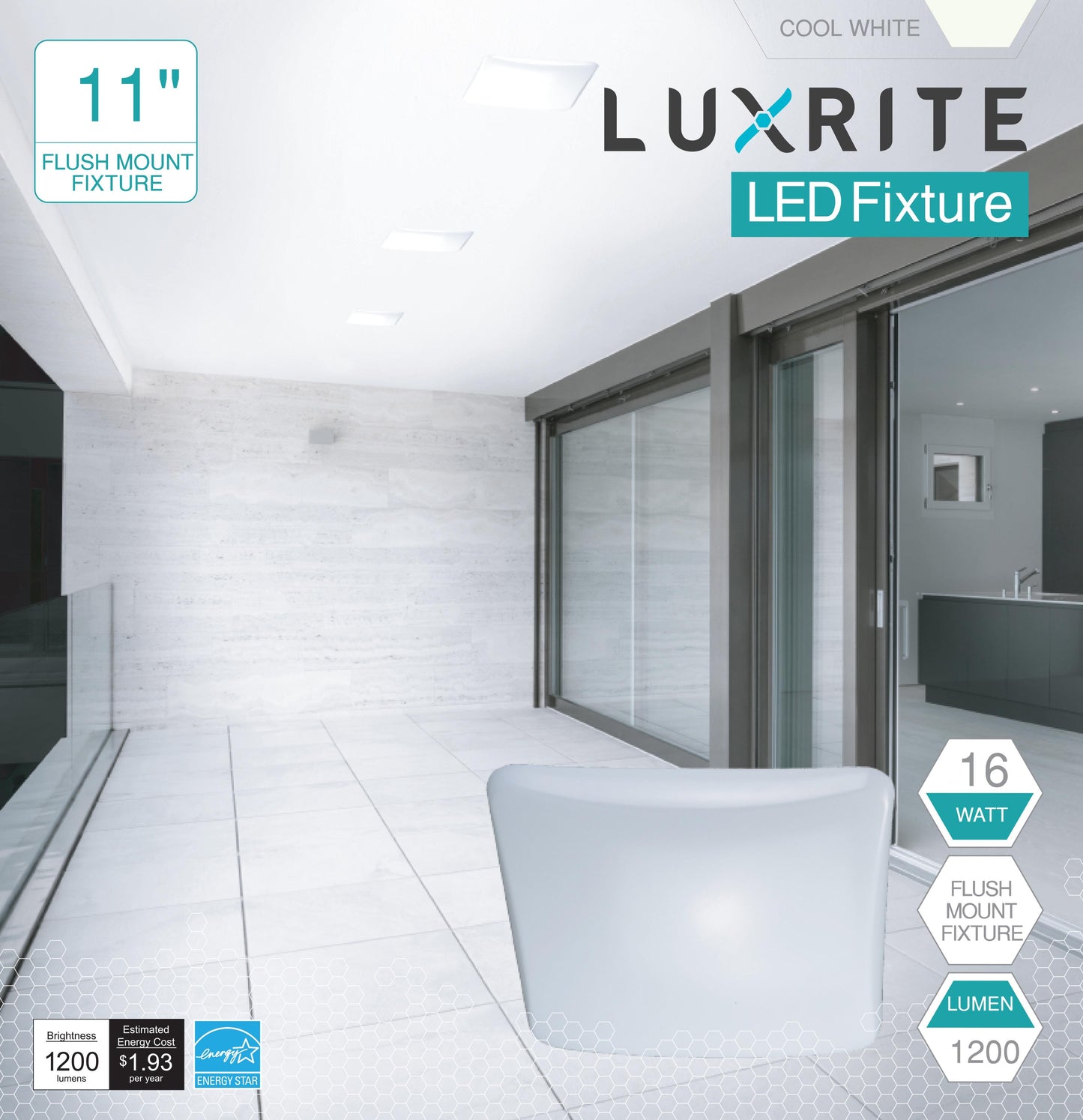 Luxrite Surface Mount LED11"FIXTURE/SQUARE/40K 4000k Cool White