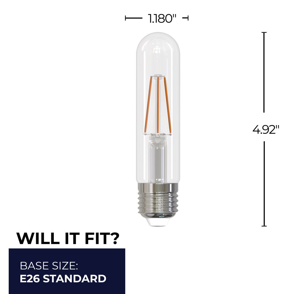 Bulbrite LED Filament Pack of (4) 5 Watt Dimmable 5 Inch T9 Light Bulbs with Clear Glass Finish and Medium (E26) Base - 2700K (Warm White Light), 500 Lumens