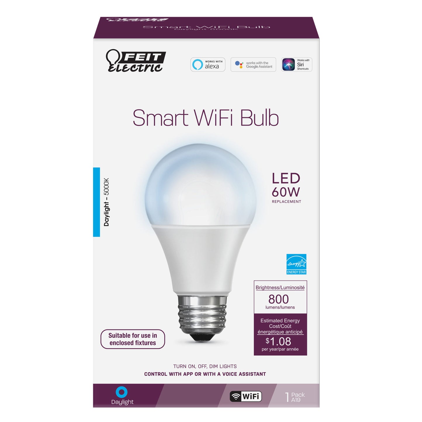 800 Lumen 5000K Smart Wifi Bulb