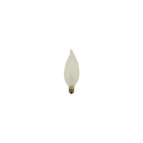 Bulbrite 25CFF/25/2 25 Watt Incandescent CA8 Flame Tip Chandelier Bulb, Candelabra Base, Frost