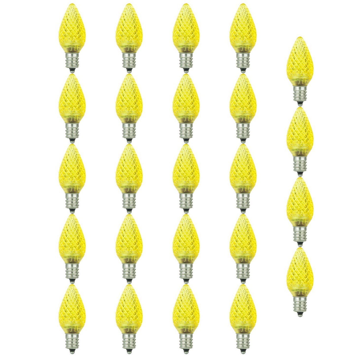 Sunlite 80704 6 Pack LED C7 0.4W Yellow Colored Night Light Bulbs Candelabra (E12)Base