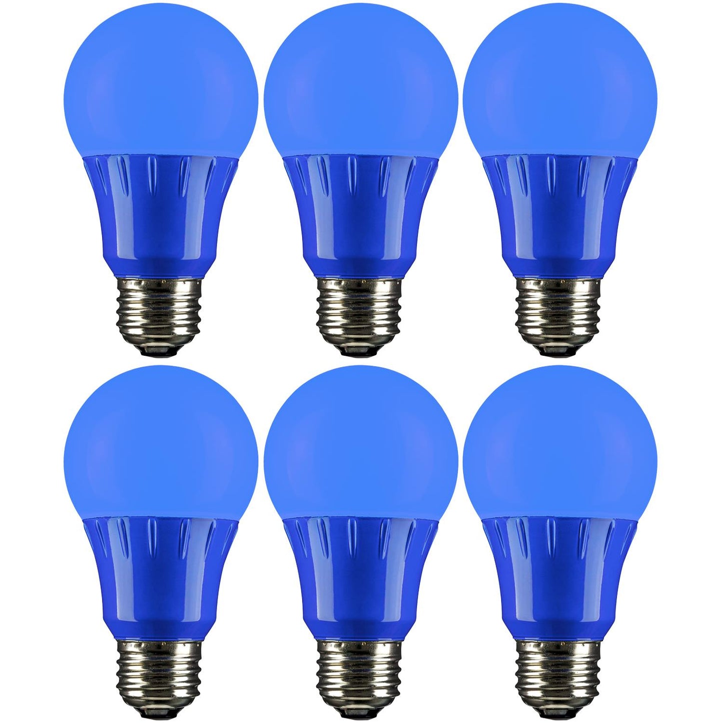 Sunlite A19/3W/B/LED/6PK LED Colored A19 3W Light Bulbs with Medium (E26) Base, Blue