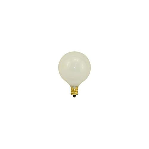 Bulbrite 15G16WH3 15 Watt Incandescent G16.5 Globe, Candelabra Base, White