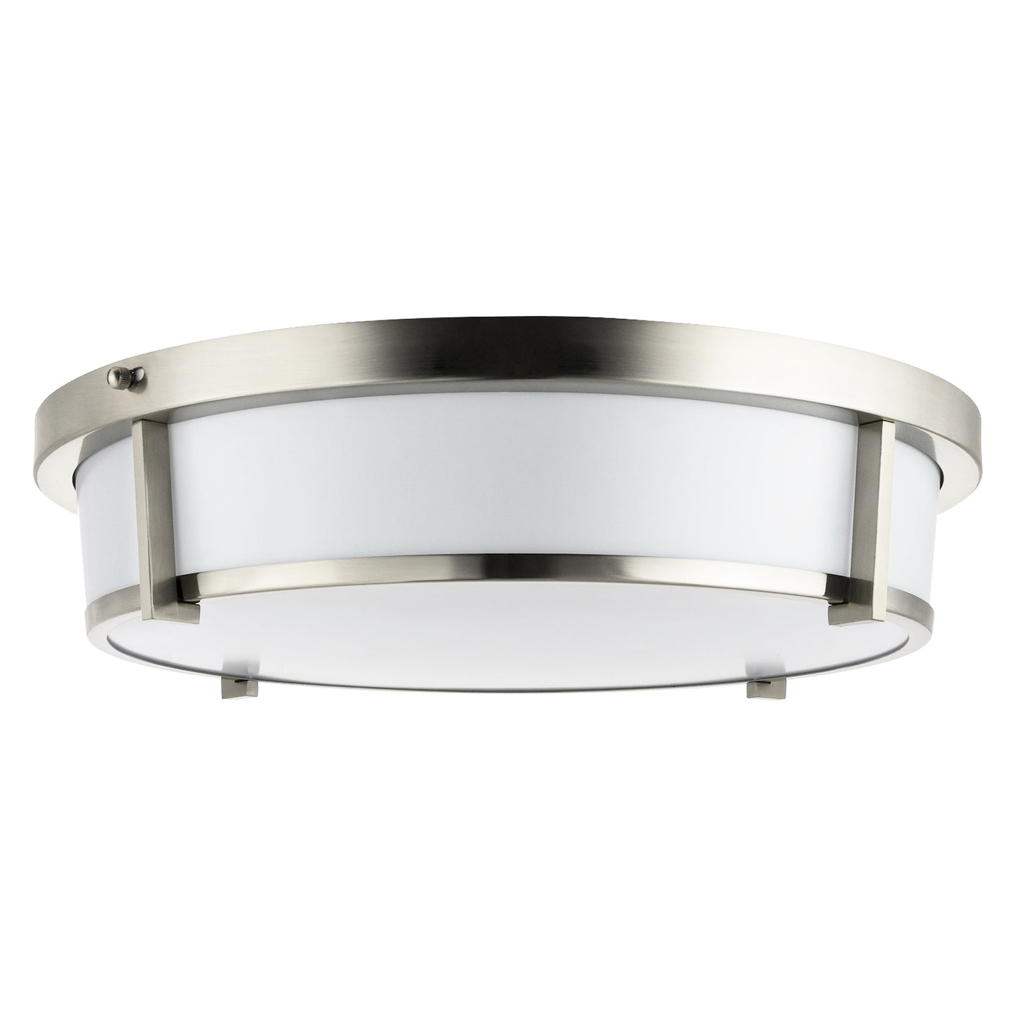 Sunlite 82001 13" LED Dual Band Flush Mount, Mid-Century Modern Drum Fixture, Adjustable 3 CCT 3000K-5000K, 1400 Lumens, 20 Watts, Dimmable, Round Opal Acrylic Diffuser, Brushed Nickel Finish.