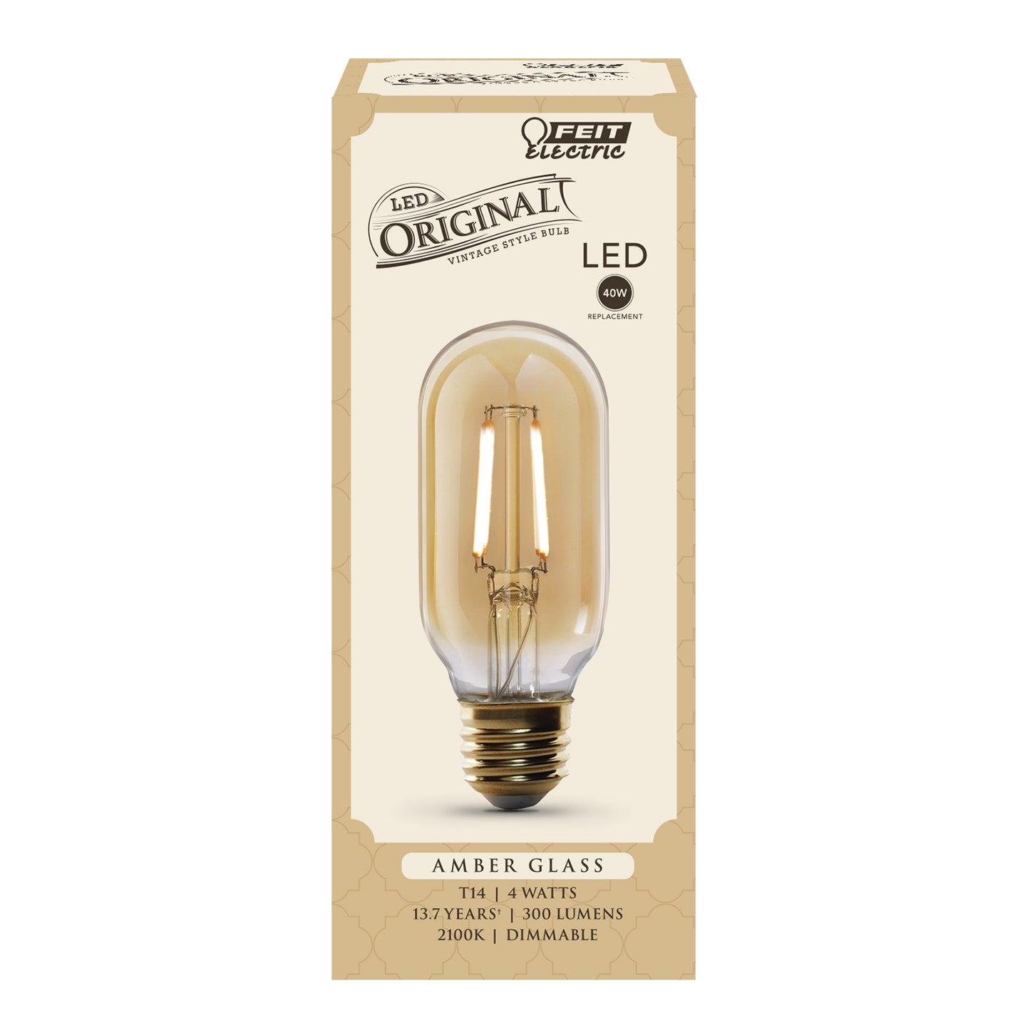 300 Lumen LED Amber Glass Vintage T14