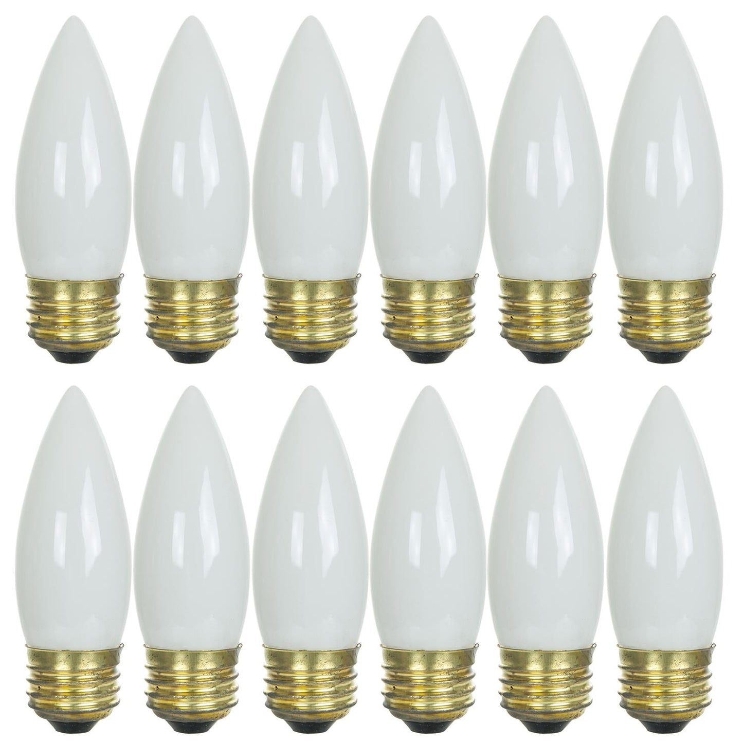 Sunlite 60 Watt Torpedo Tip Chandelier , Medium Base, White