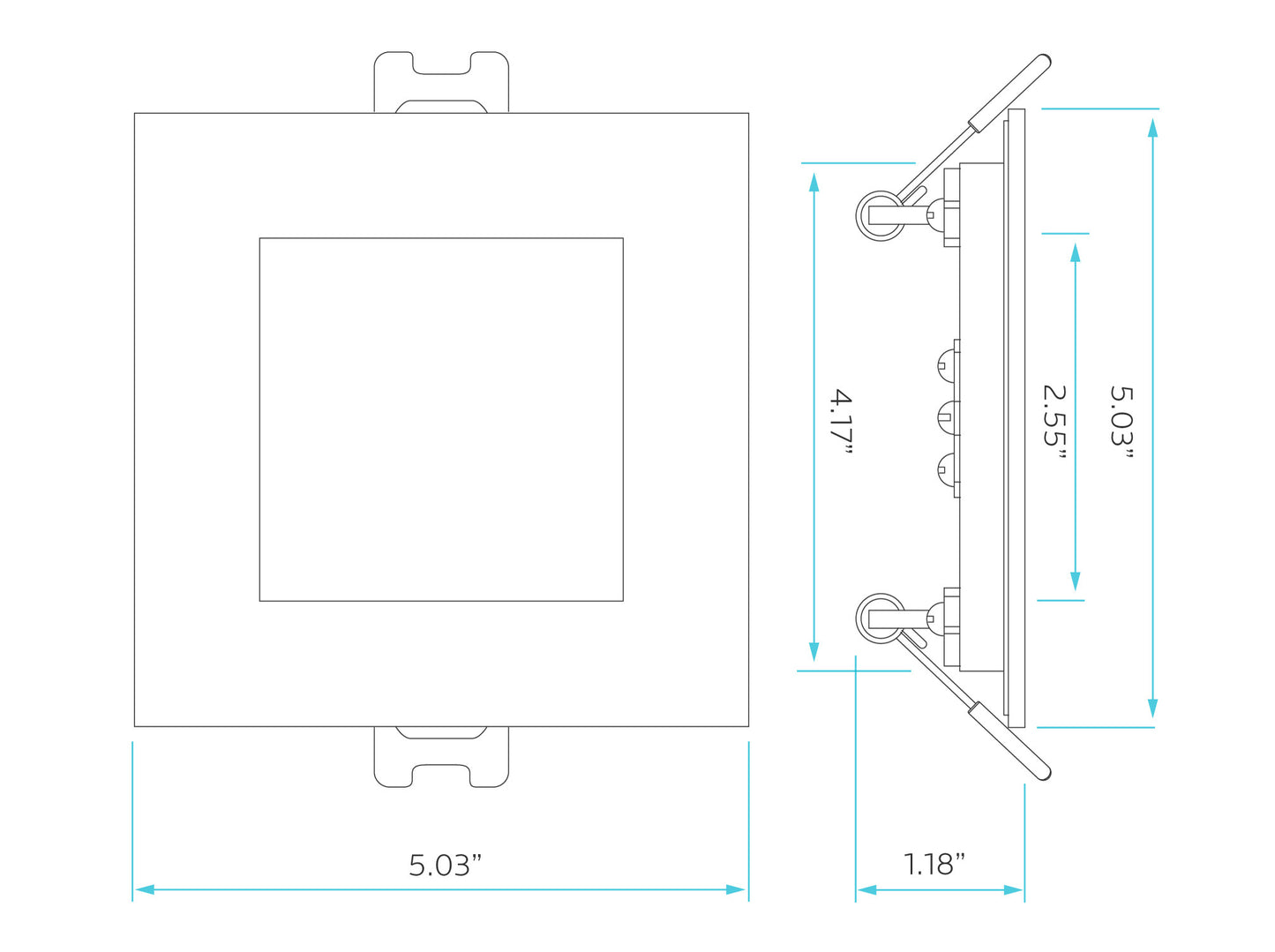 Luxrite LED 4" Mini Panel Square Smooth Canless Wafer Spotlight, 10W, 750 Lumens, Color Selectable - 2700K/3000K/3500K/4000K/5000K, 80 CRI, White Finish, Dimmable, Pack of 3 (LR23759)