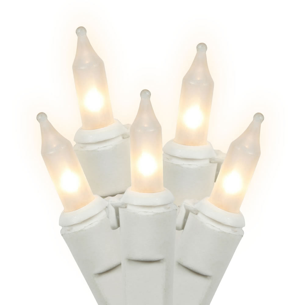 Vickerman 100 White Mini Light Icicle Light on White Wire, 9' Christmas Light Strand- 2 Pack