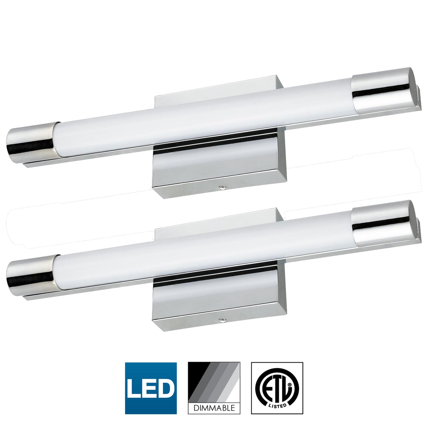 Sunlite 81171-SU 18-Inch LED Linear Vanity Light Fixture, 20 Watts, 800 Lumens, Dimmable, Chrome Finish, 40K - Cool White