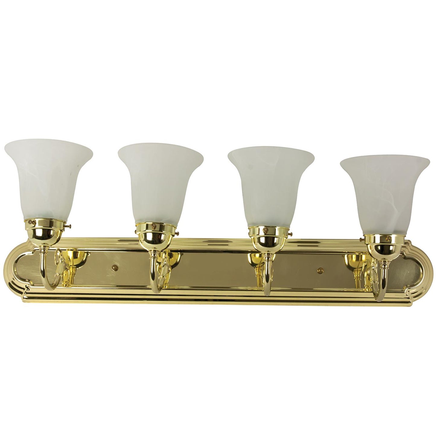 Sunlite 4 Lamp Vanity Decorative Sconce Fixture, Polished Brass Finish, Alabaster Glass