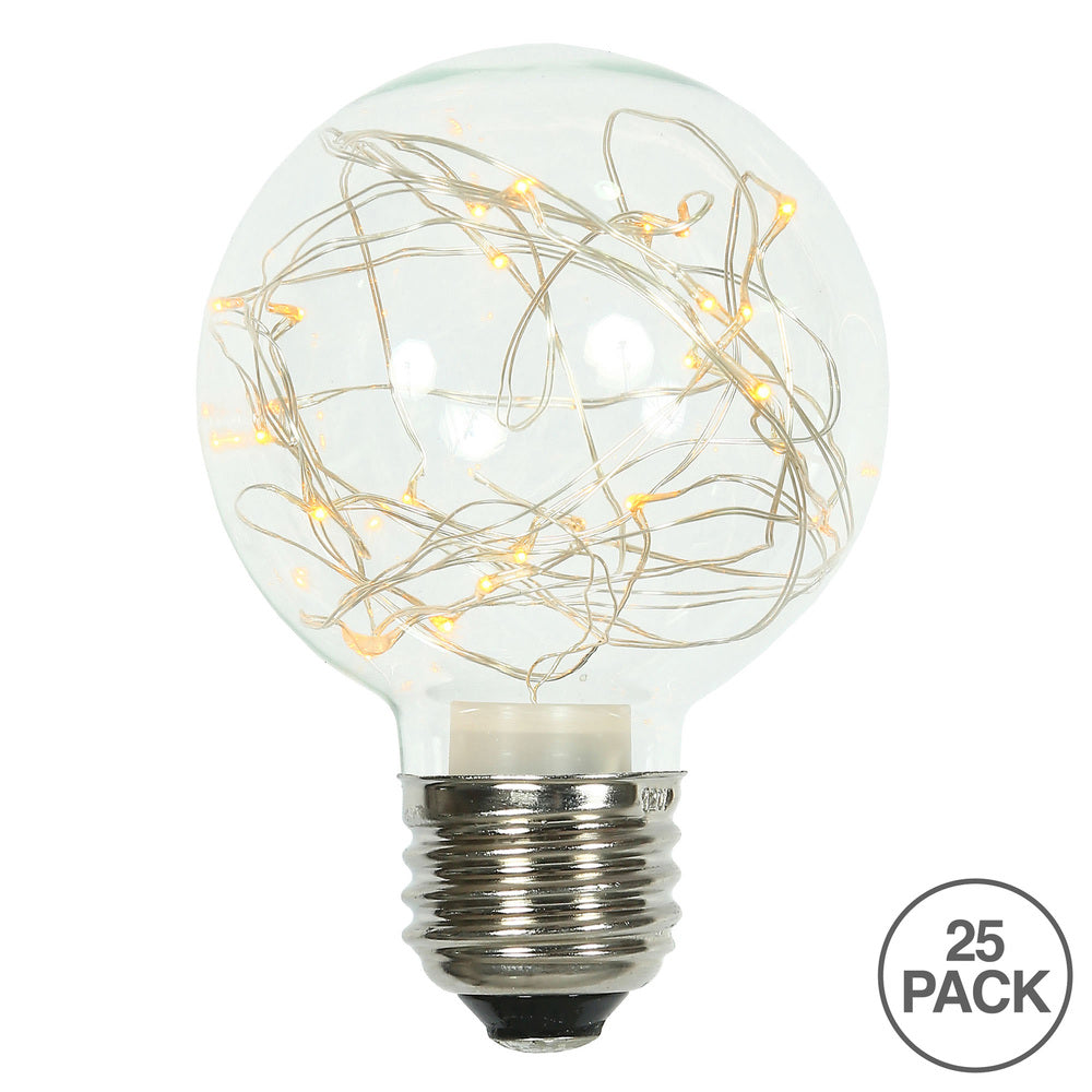 Vickerman 25Lt Yellow Twinkle Glass G95 Fairy Lt Bulb E26 Brass Base 1Watt- 2 Pack